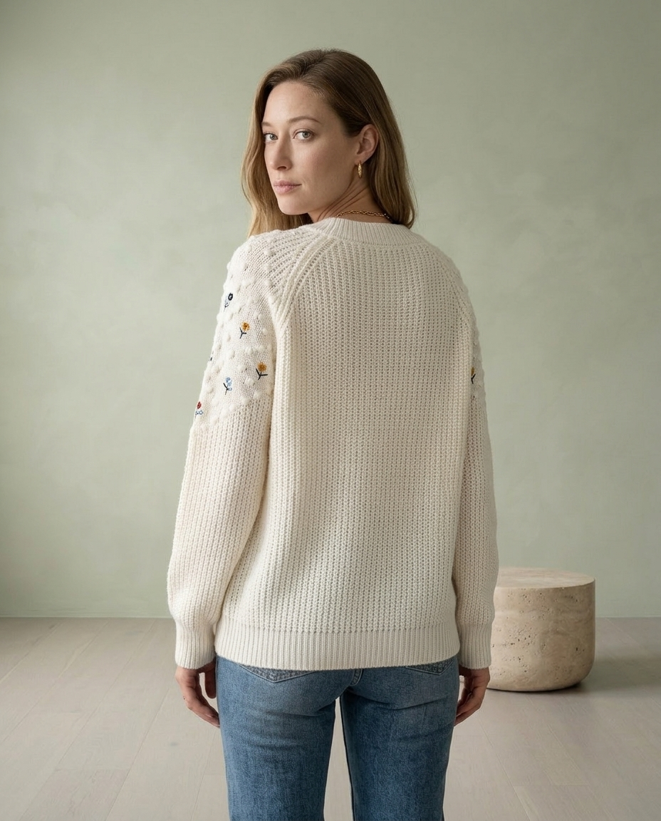Taris | Floral Embroidered Knit Jumper