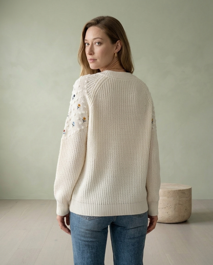 Taris | Floral Embroidered Knit Jumper