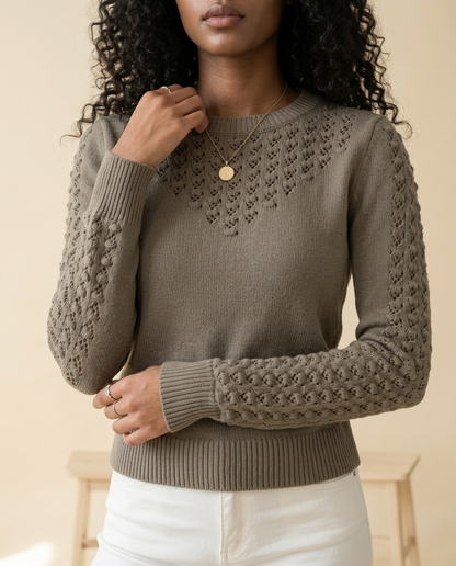 Nannia | Pointelle Crewneck Sweater