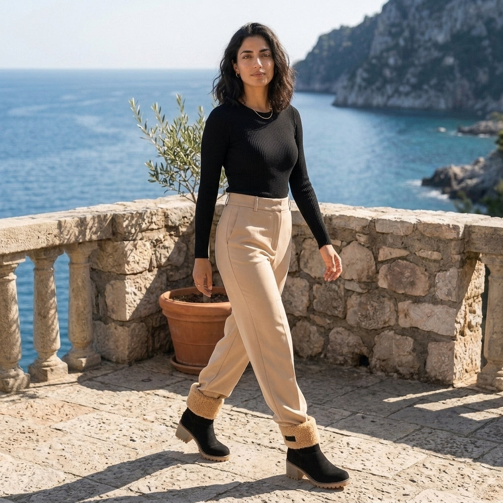 Karea | Plush Cuffed Ankle Boots