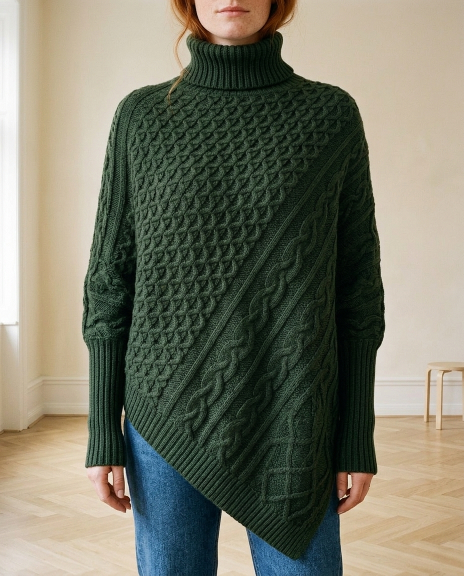 Yanina | Cable-Knit Turtleneck Poncho