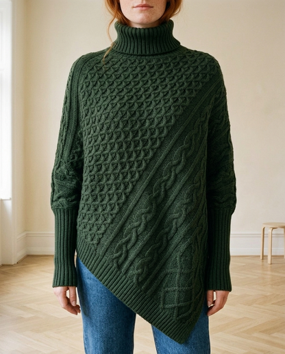 Yanina | Cable-Knit Turtleneck Poncho