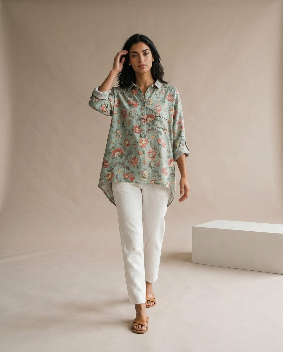 Katise | Floral Button-Front Blouse