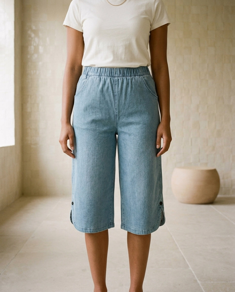 Vikya | Stretch Wide-Leg Capri Pants