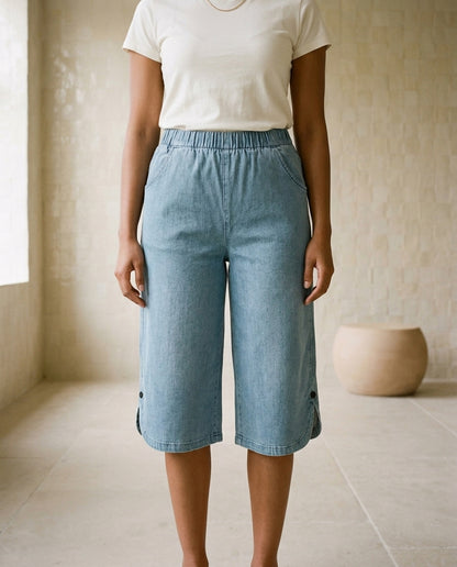 Vikya | Stretch Wide-Leg Capri Pants