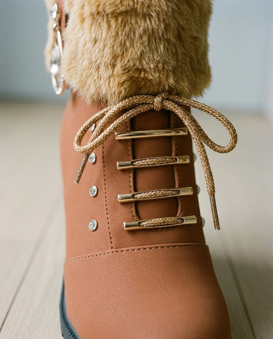 Yukia | Faux Fur Block Heel Boots