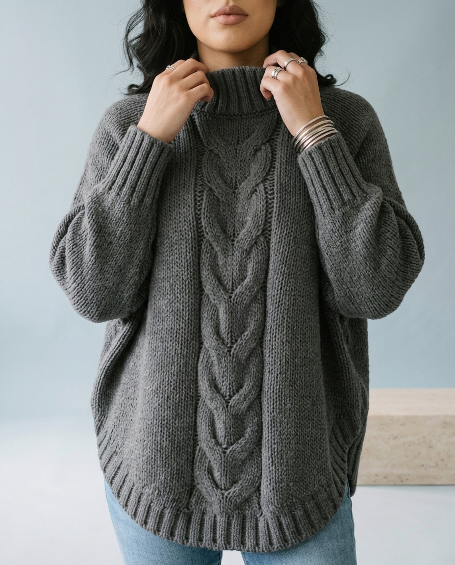Jolina | Cable-Knit High-Neck Sweater