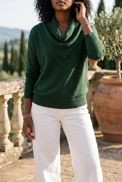 Velya | Draped Cowl Neck Knit Sweater