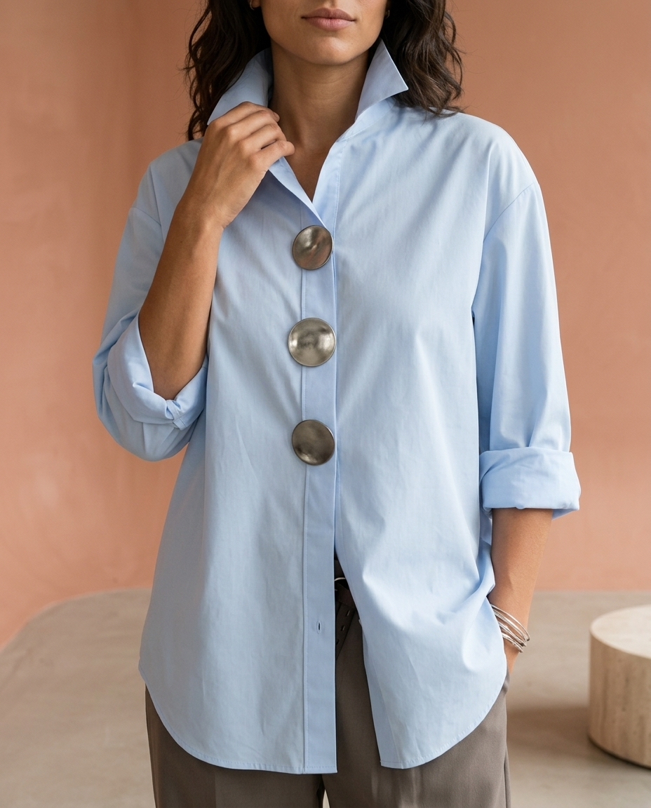 Coriel | Big Button Collar Blouse