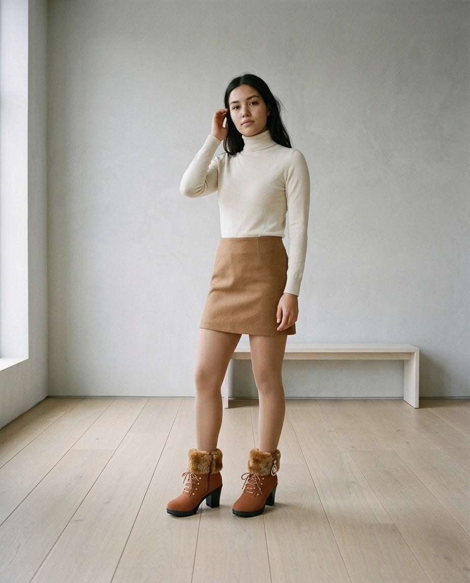 Yukia | Faux Fur Block Heel Boots