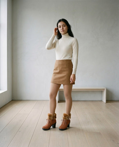 Yukia | Faux Fur Block Heel Boots