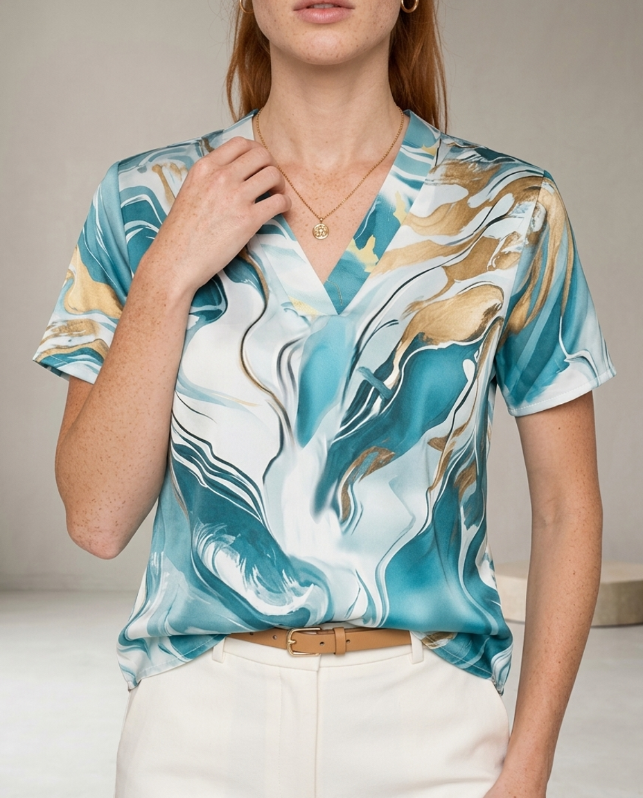 Ledina | Flowing V-Neck Button-Front Blouse