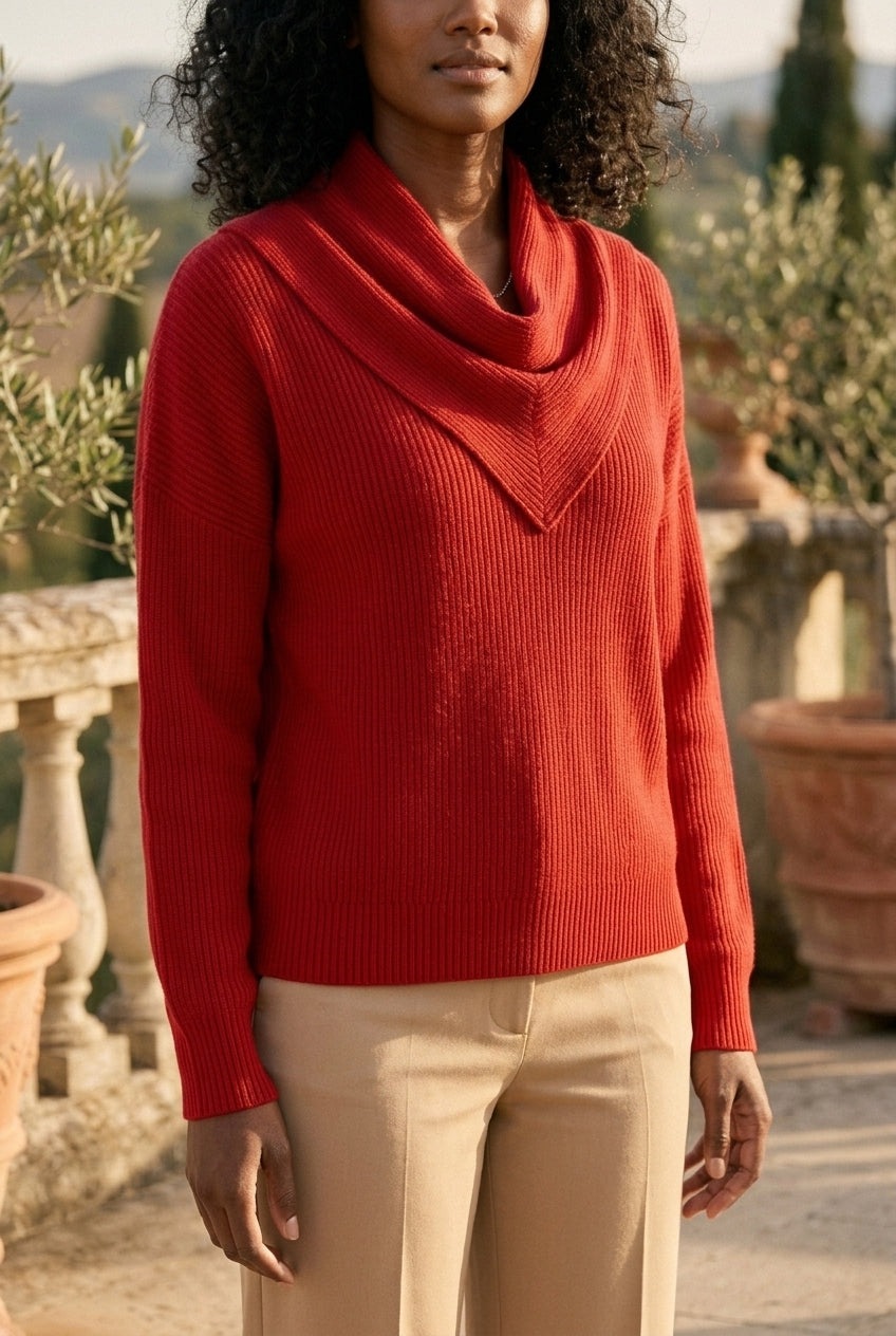 Velya | Draped Cowl Neck Knit Sweater
