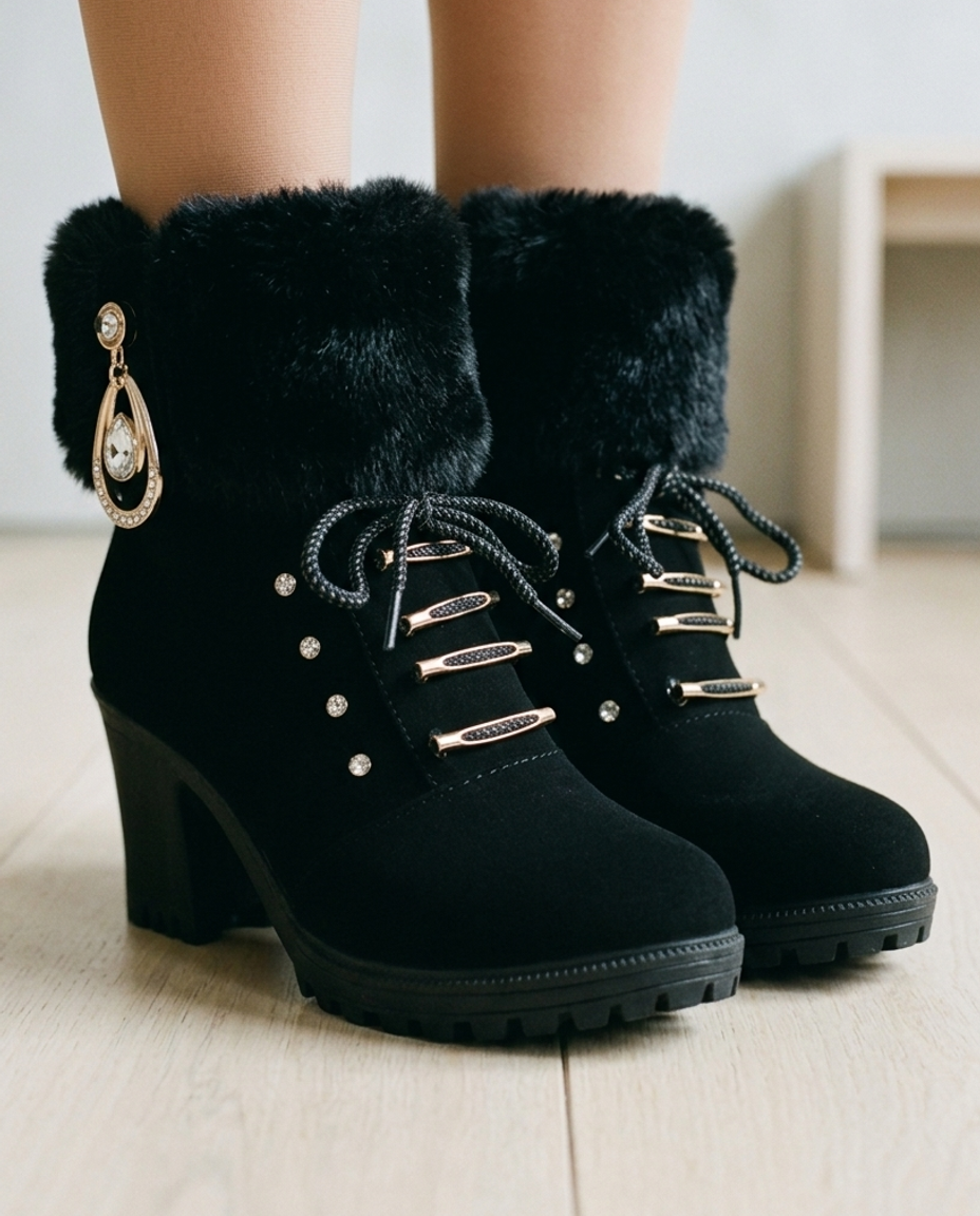 Yukia | Faux Fur Block Heel Boots