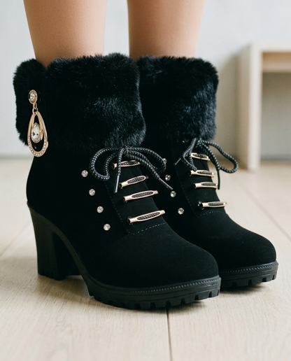 Yukia | Faux Fur Block Heel Boots