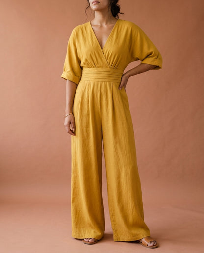Zarea | Wide Sleeve V-Neck Jumpsuit