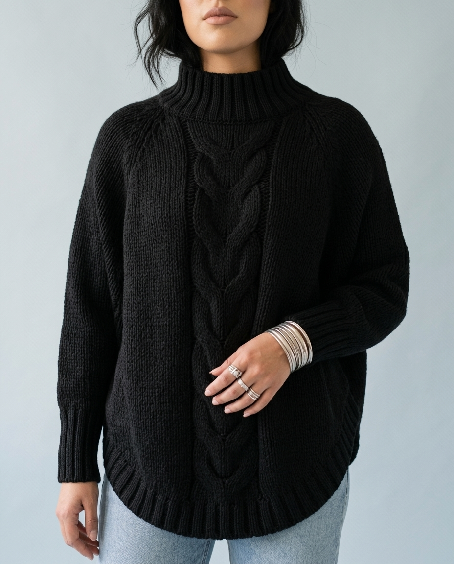 Jolina | Cable-Knit High-Neck Sweater