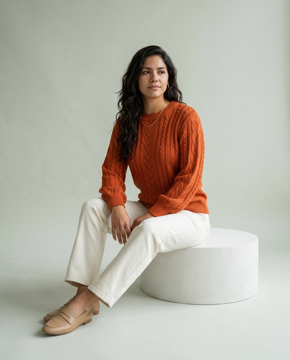 Eirlyn | Cable Knit Eyelet Sweater