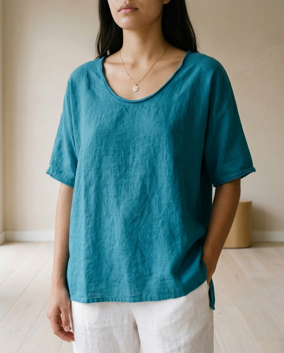 Ceitya | Draped Scoop-Neck Blouse