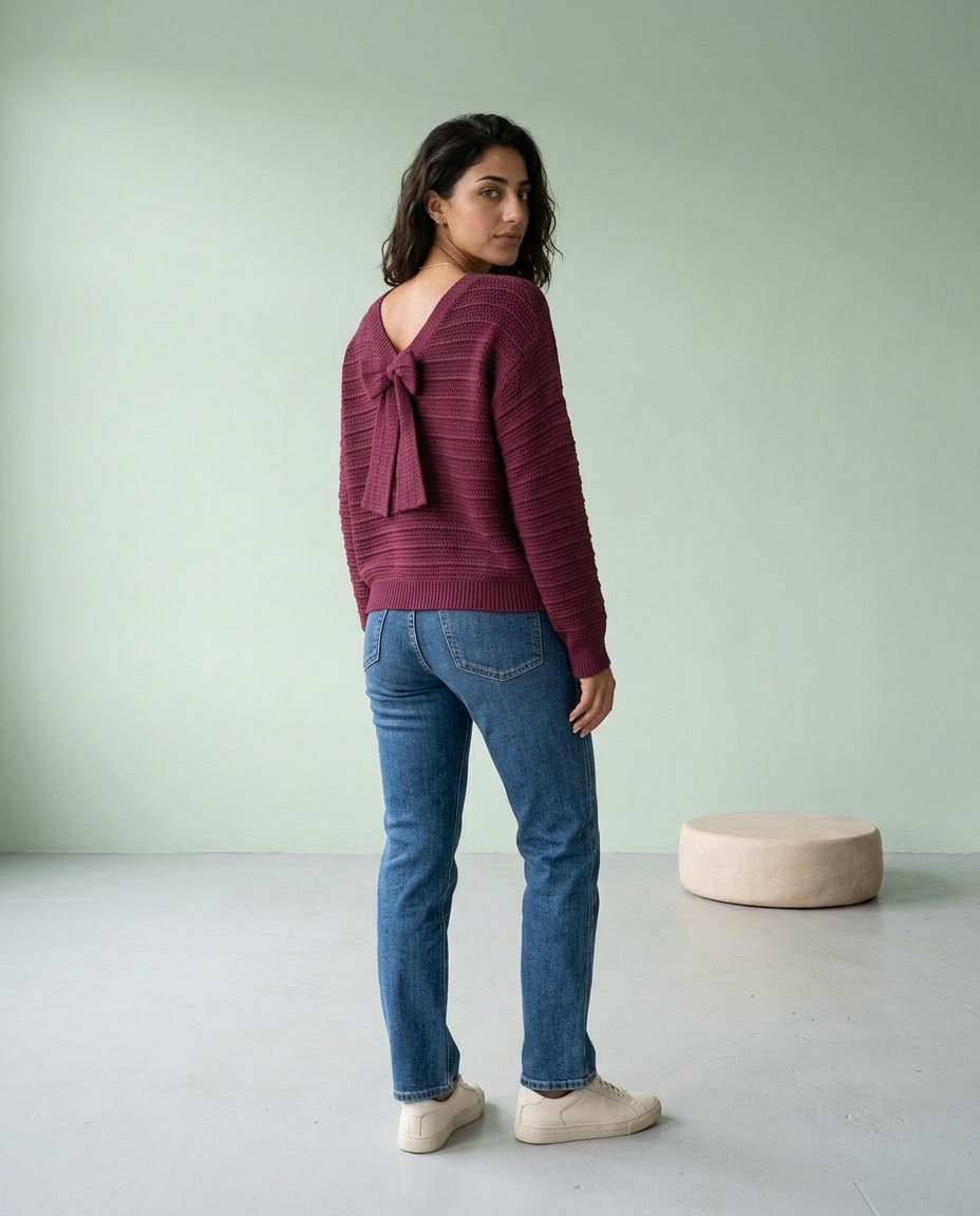 Rosise | V-Back Bow Knit Sweater