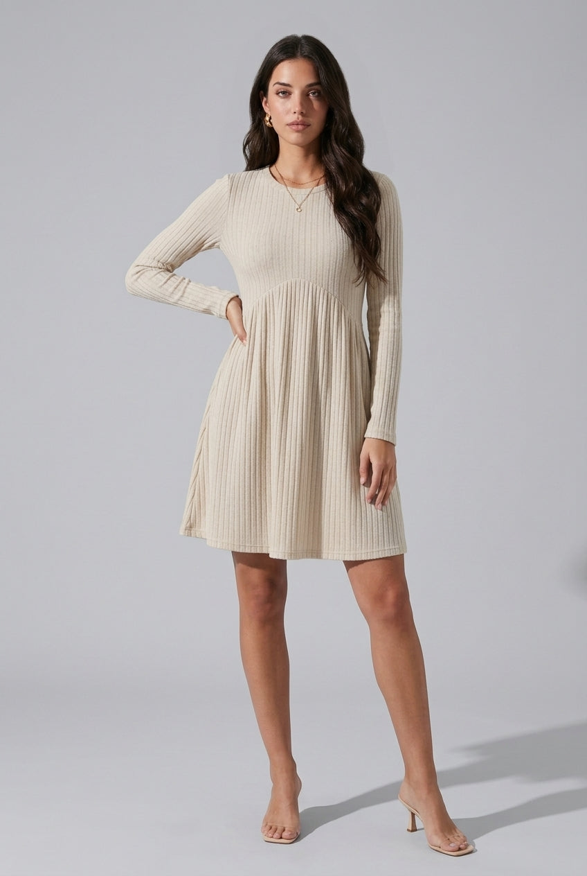 Taline | Rib Knit Flared Midi Dress