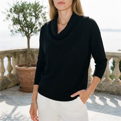 Rebara | Draped Cowl Neck Sweater