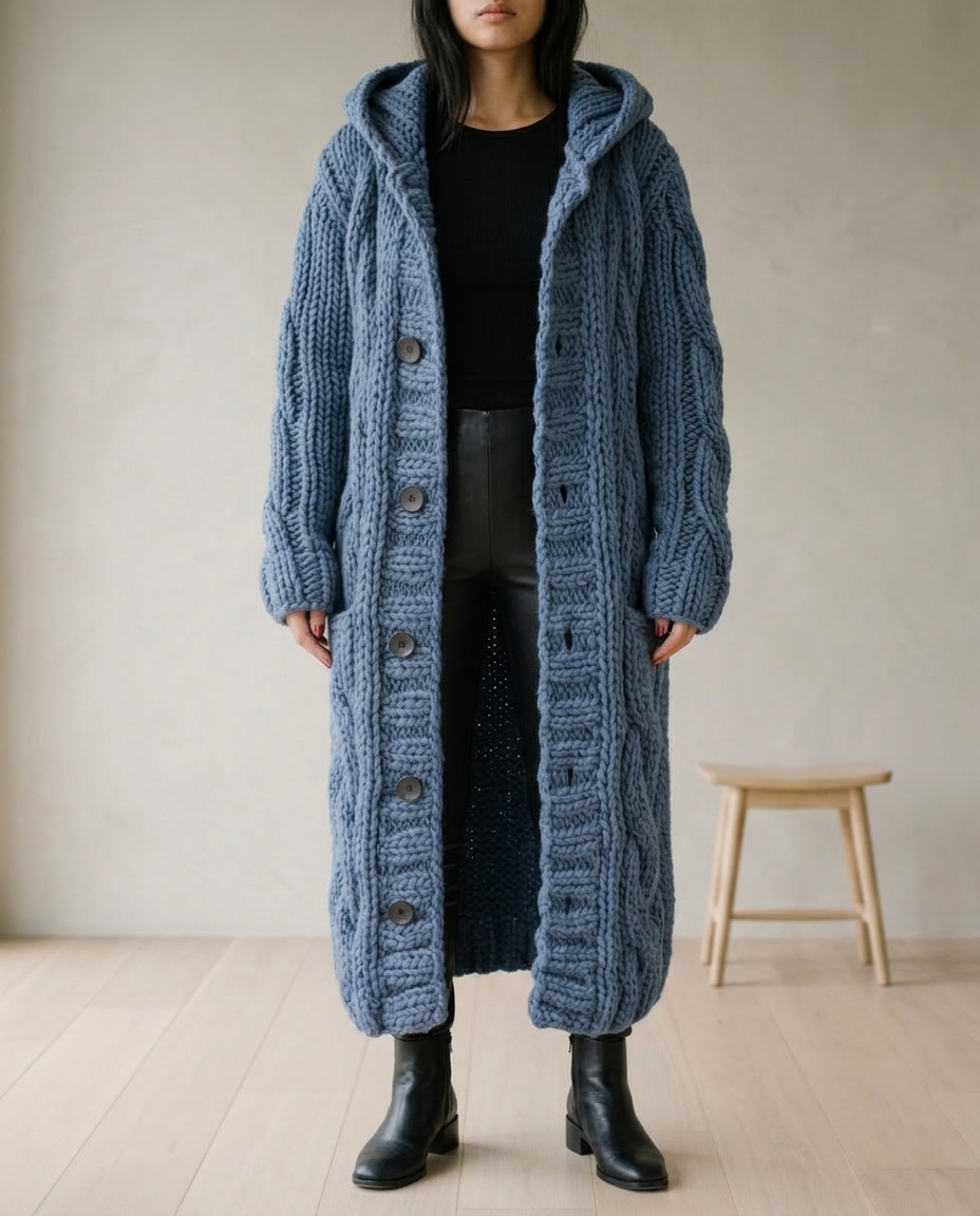 Ilkiel | Chunky Cable Knit Hooded Cardigan