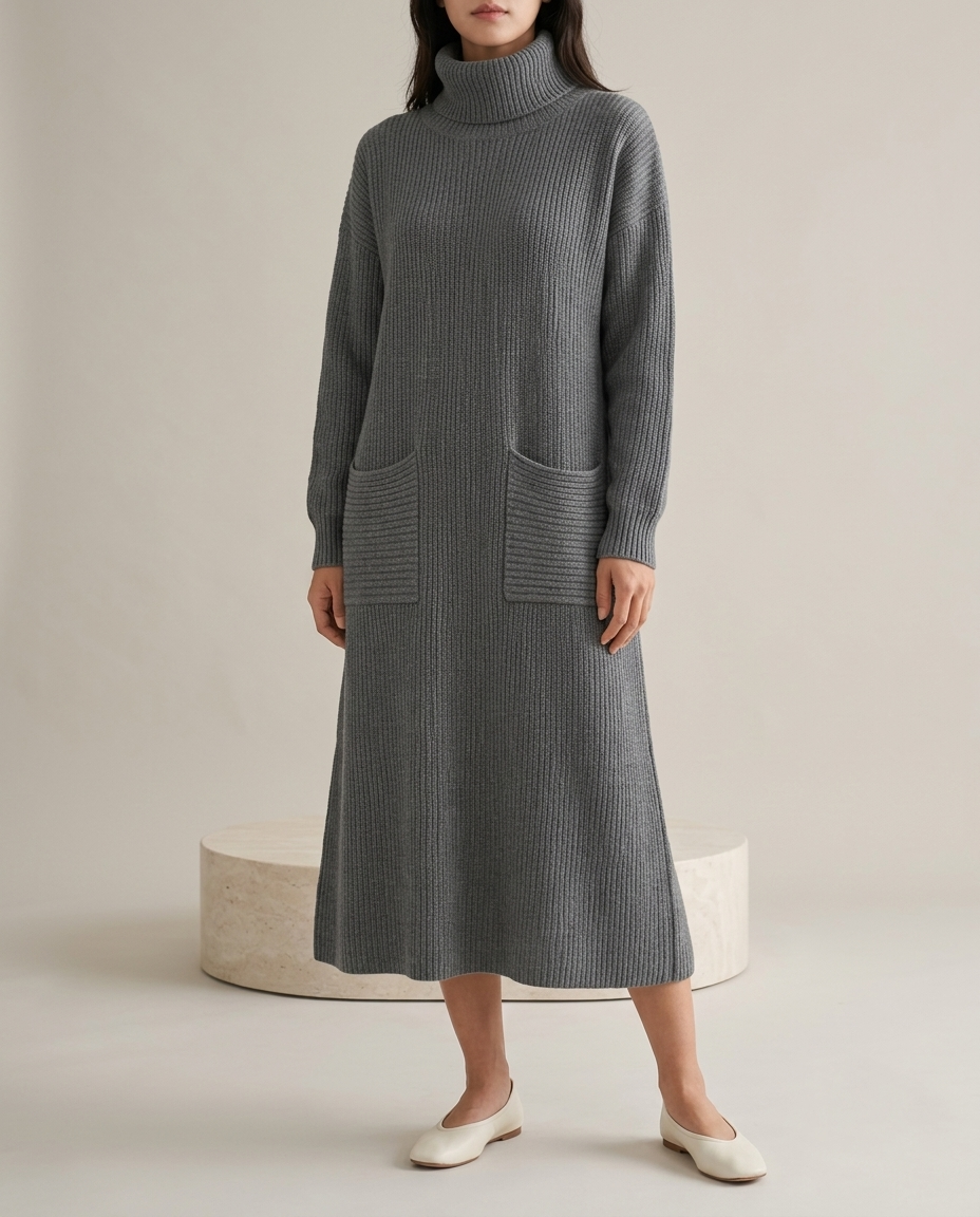 Dovina | Ribbed Turtleneck Sweater Dress