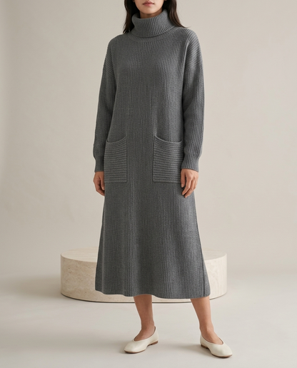 Dovina | Ribbed Turtleneck Sweater Dress