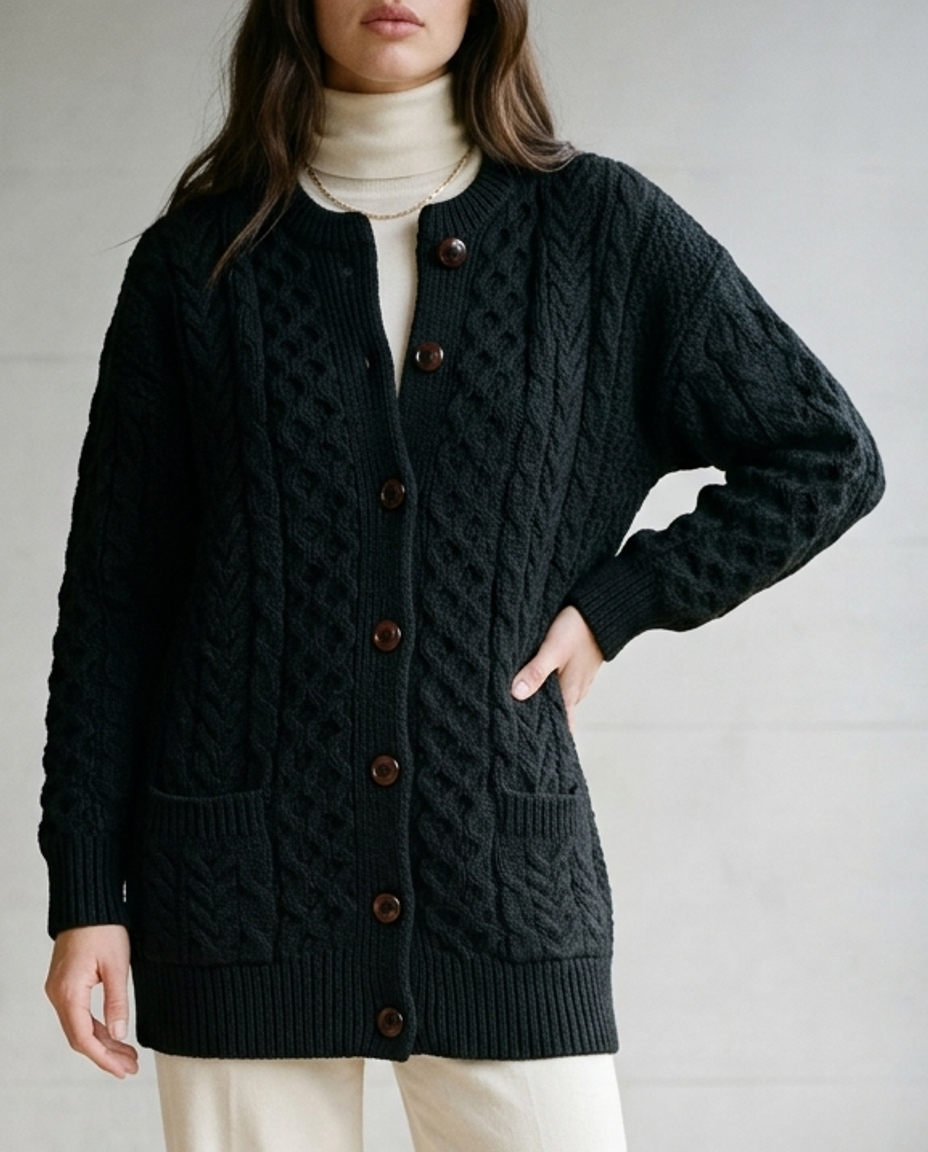 Antja | Cable Knit Button Cardigan