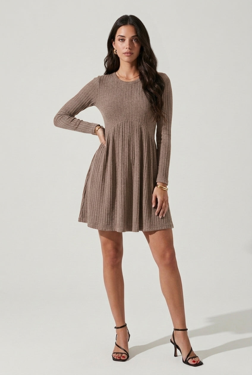 Taline | Rib Knit Flared Midi Dress