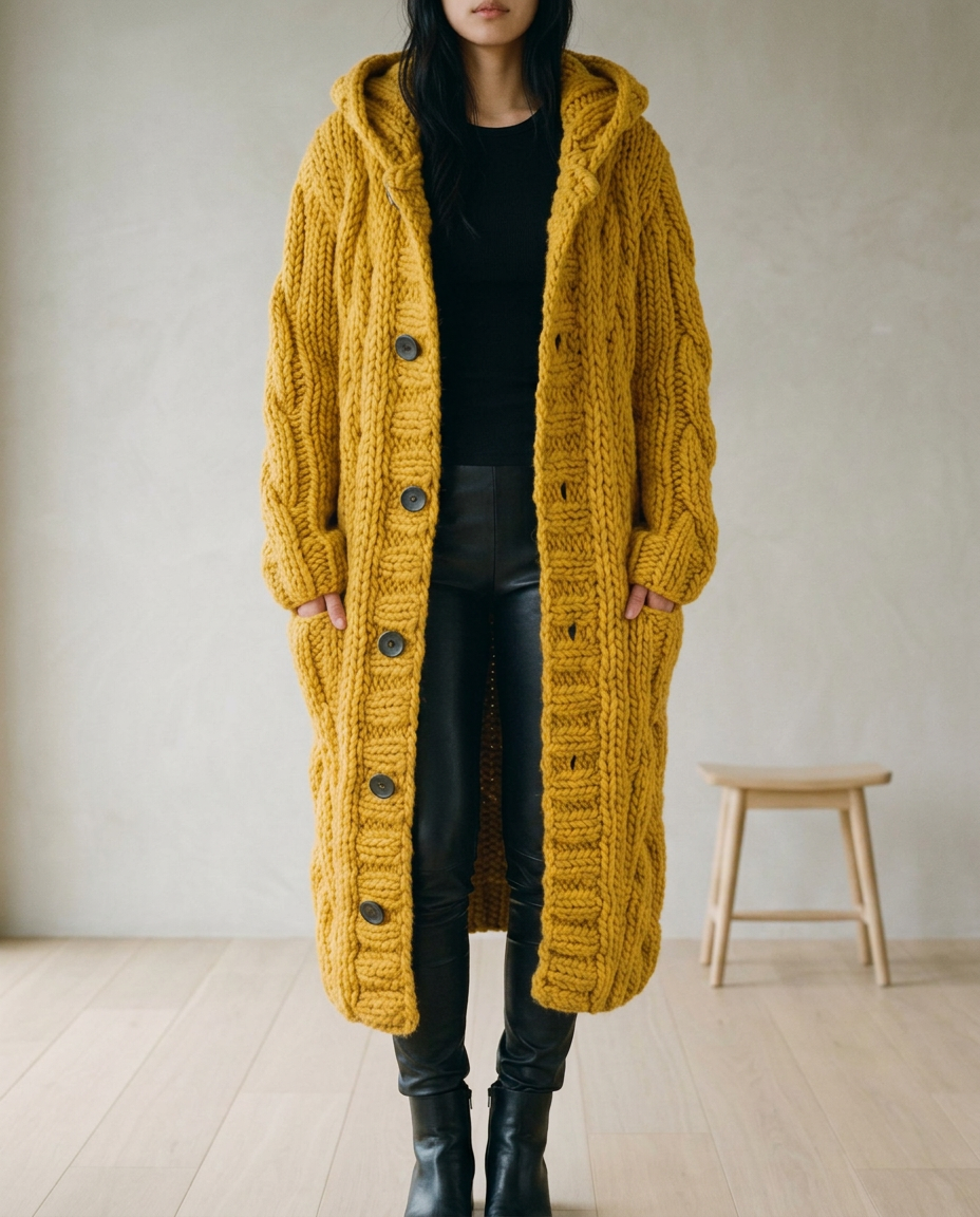 Ilkiel | Chunky Cable Knit Hooded Cardigan