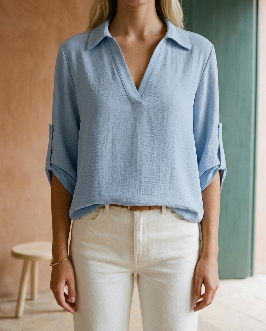 Dovia | Relaxed V-Neck Blouse