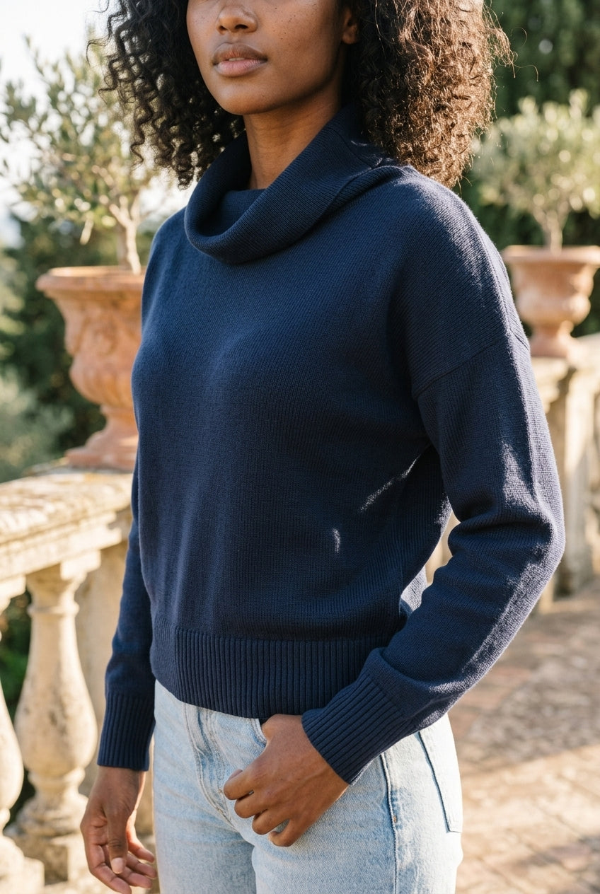 Velya | Draped Cowl Neck Knit Sweater