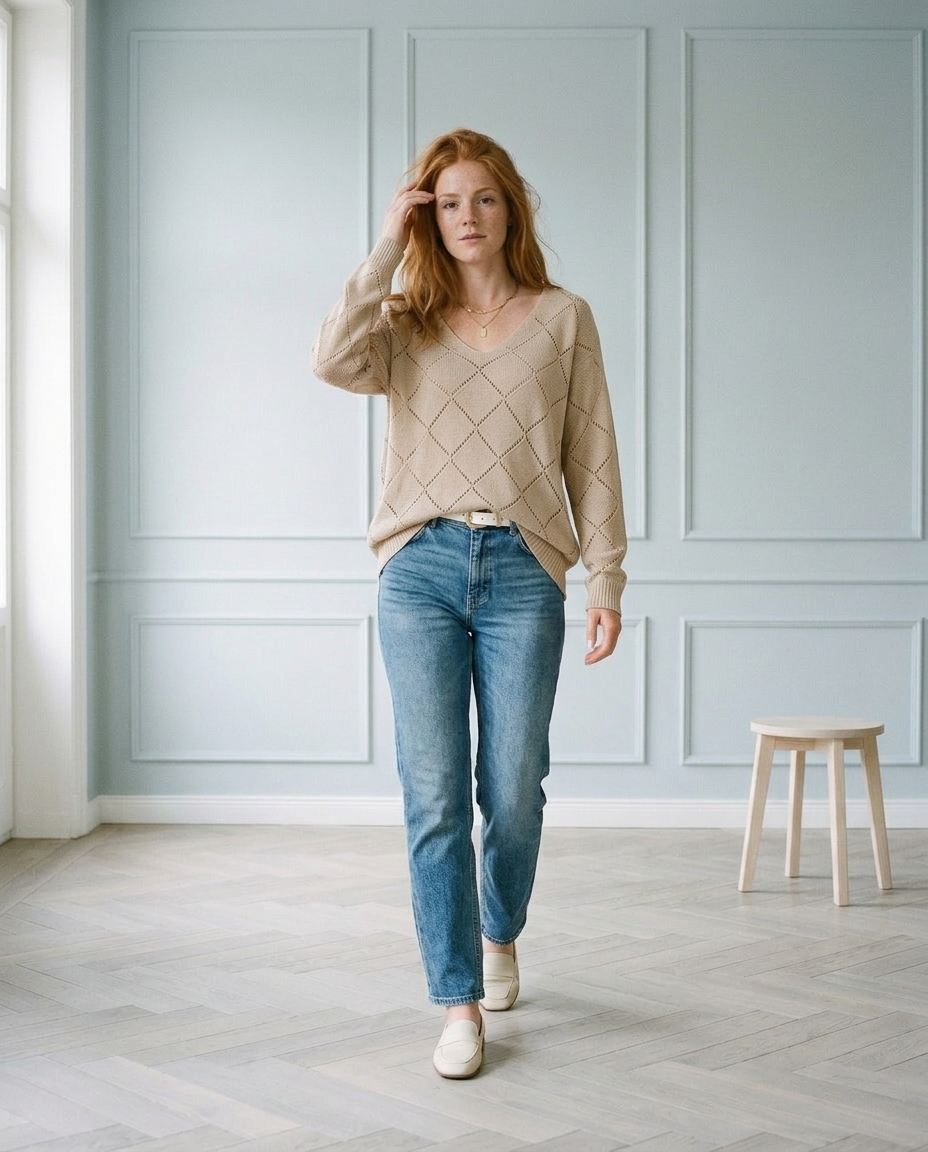 Ranis | Openwork V-Neck Sweater