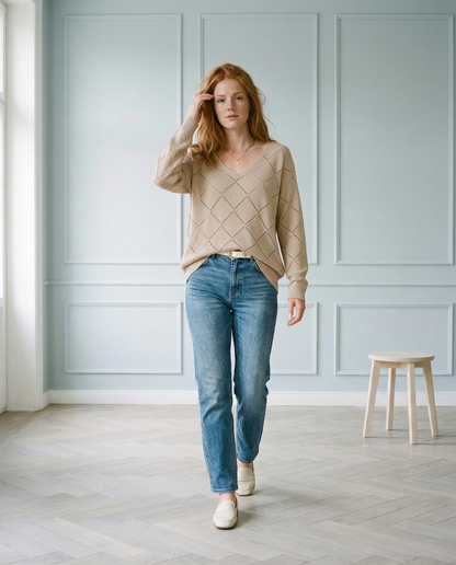 Ranis | Openwork V-Neck Sweater