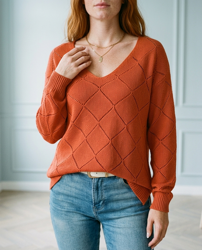 Ranis | Openwork V-Neck Sweater