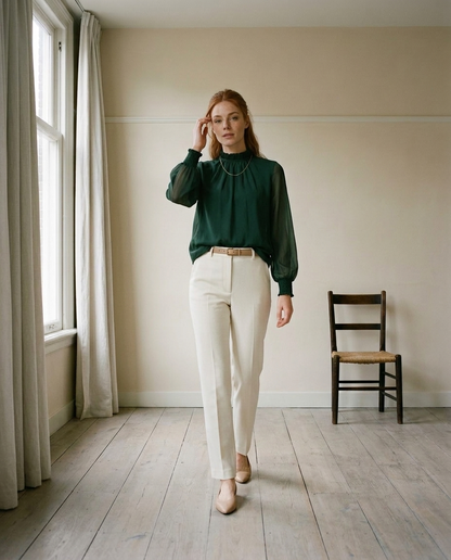 Yarya | Stand-Collar Long-Sleeve Blouse