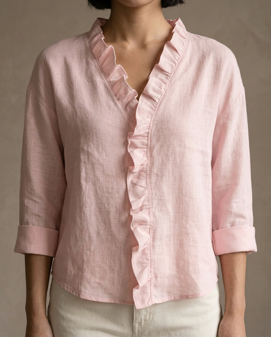 Adita | Ruffled V-Neck Blouse
