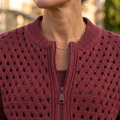 Rhlyn | Openwork Zip-Up Cardigan