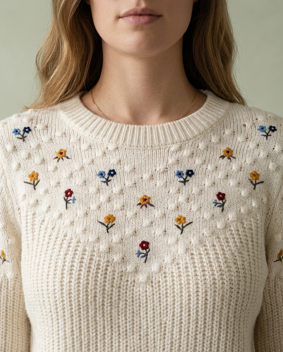 Taris | Floral Embroidered Knit Jumper