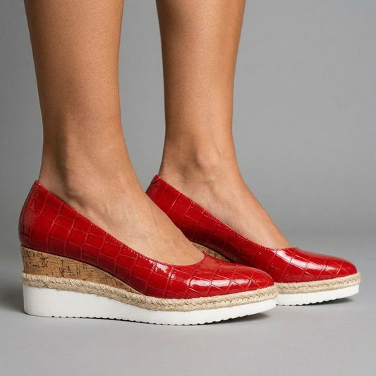 Anda | Croc-Textured Espadrille Wedge
