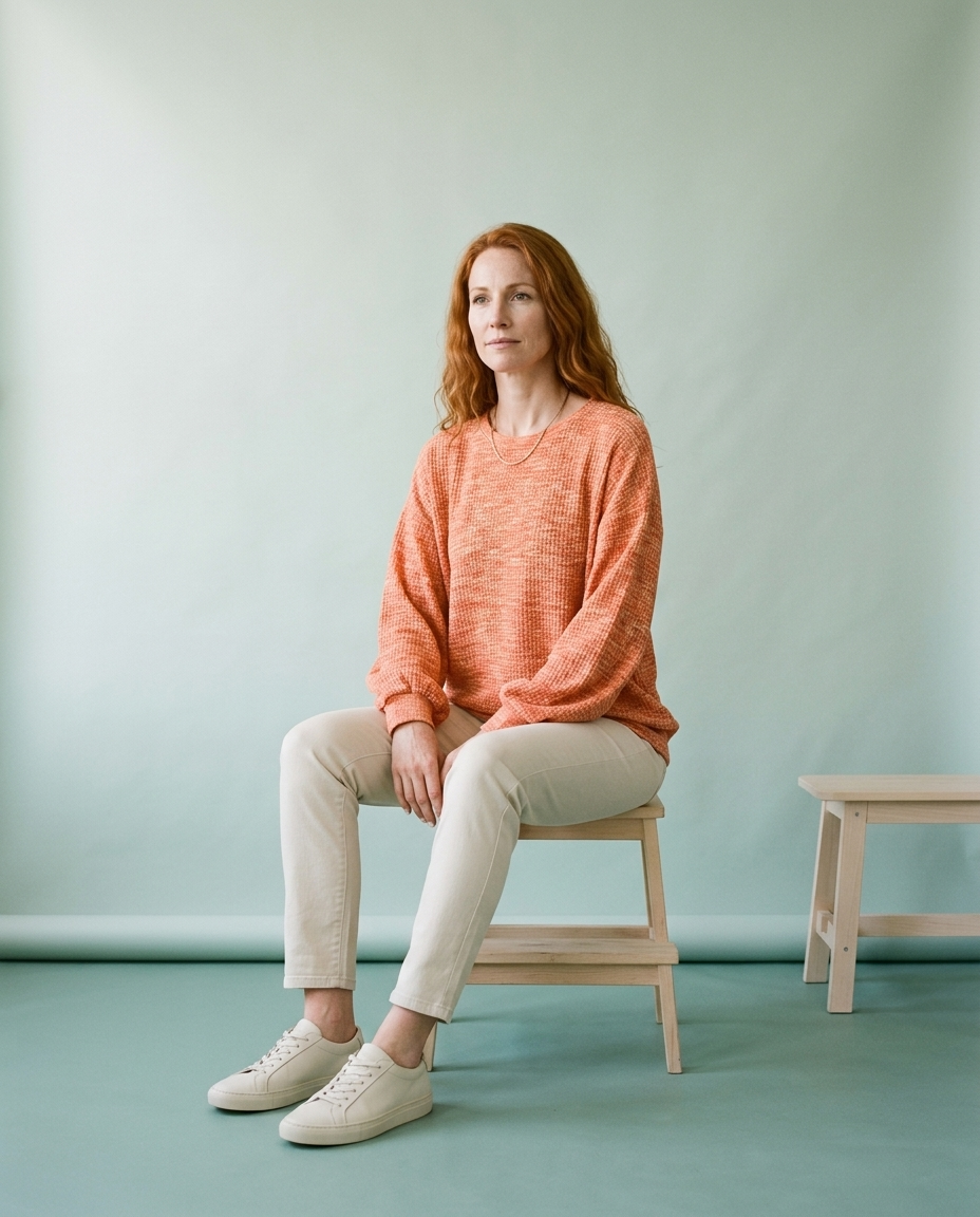 Emine | Waffle-Knit Crewneck Sweater