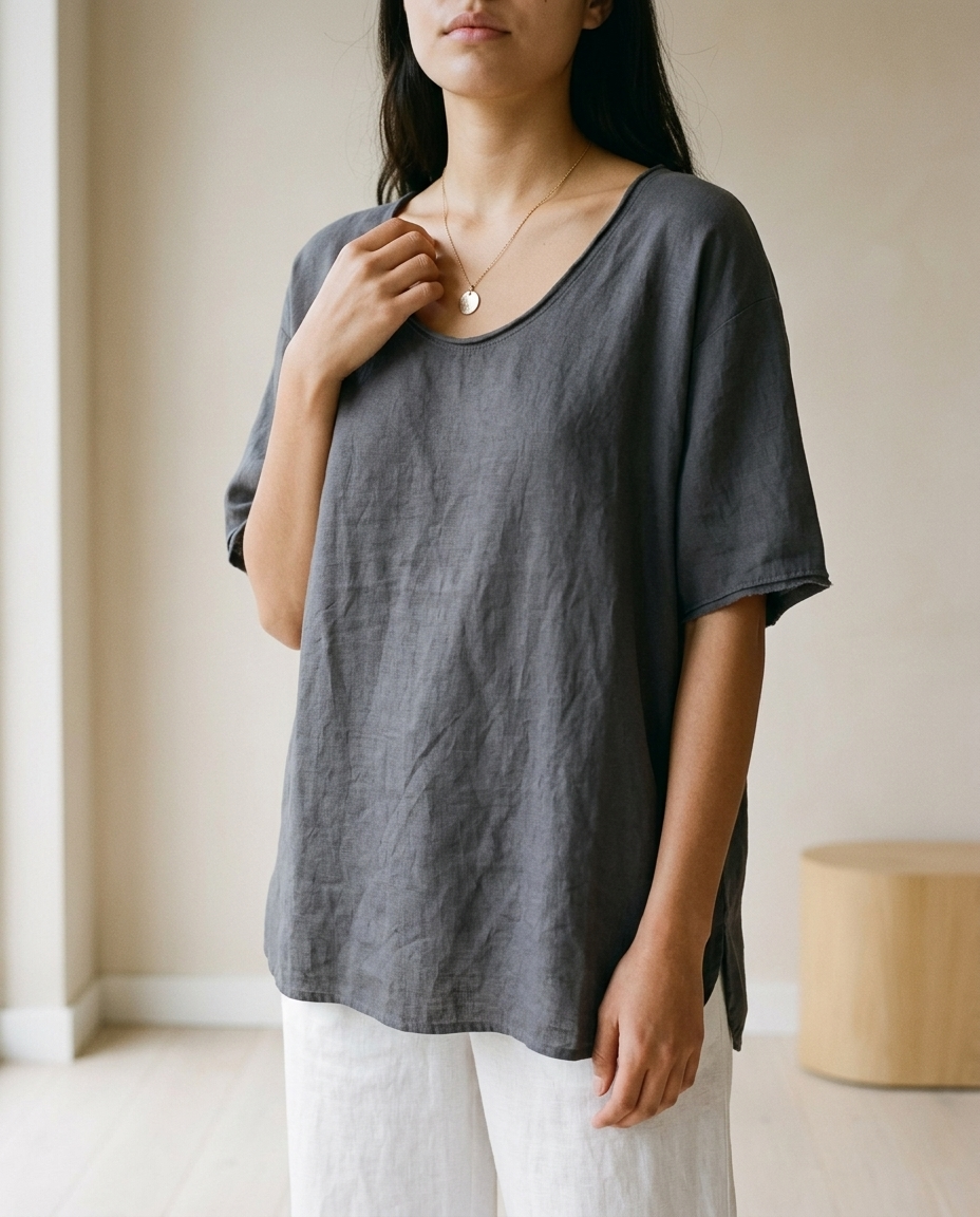 Ceitya | Draped Scoop-Neck Blouse