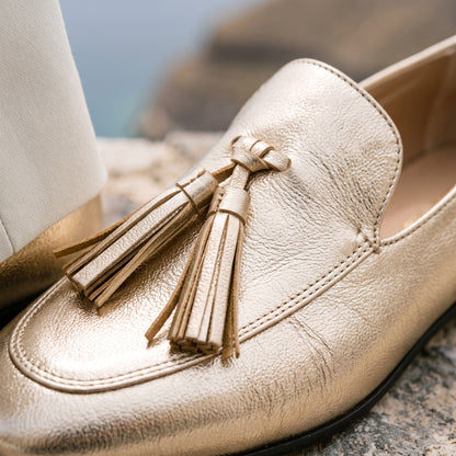 Yukette | Gold Tassel Slip-On Loafers