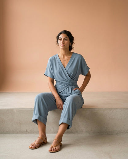Hania | Draped Wide-Leg Jumpsuit