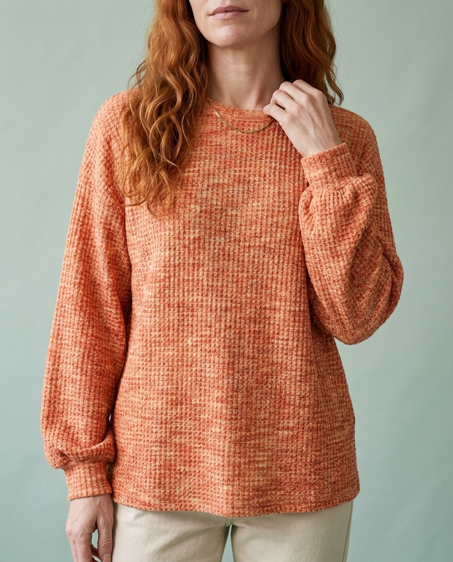 Emine | Waffle-Knit Crewneck Sweater