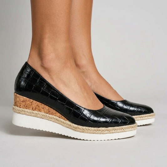 Anda | Croc-Textured Espadrille Wedge
