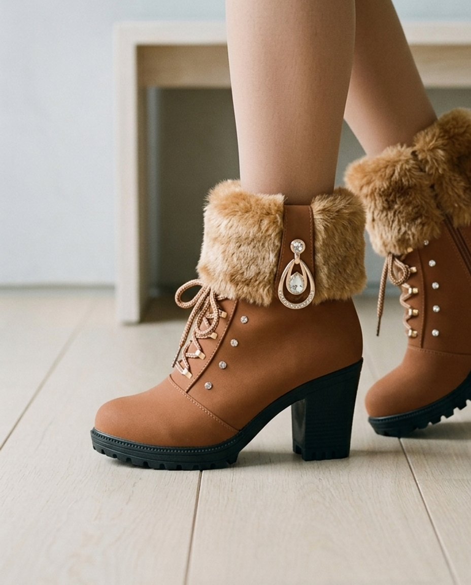 Yukia | Faux Fur Block Heel Boots