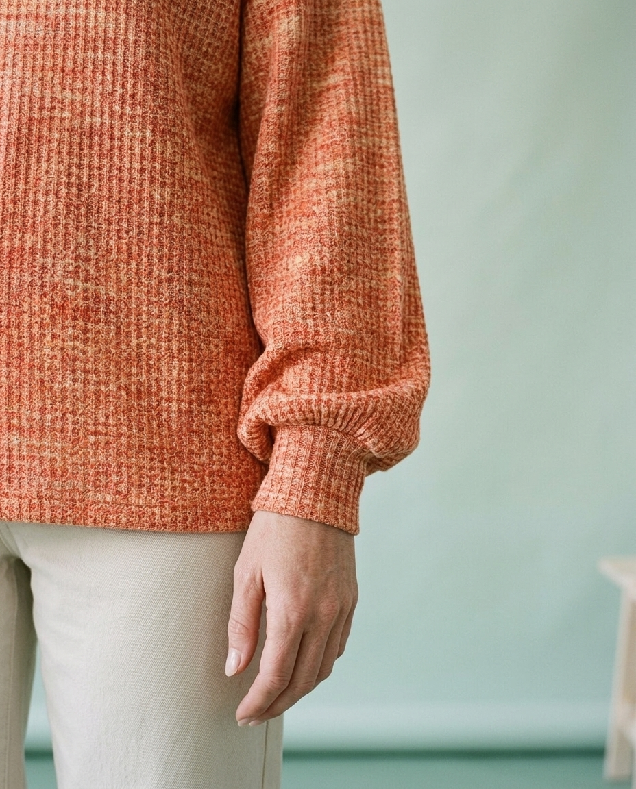 Emine | Waffle-Knit Crewneck Sweater